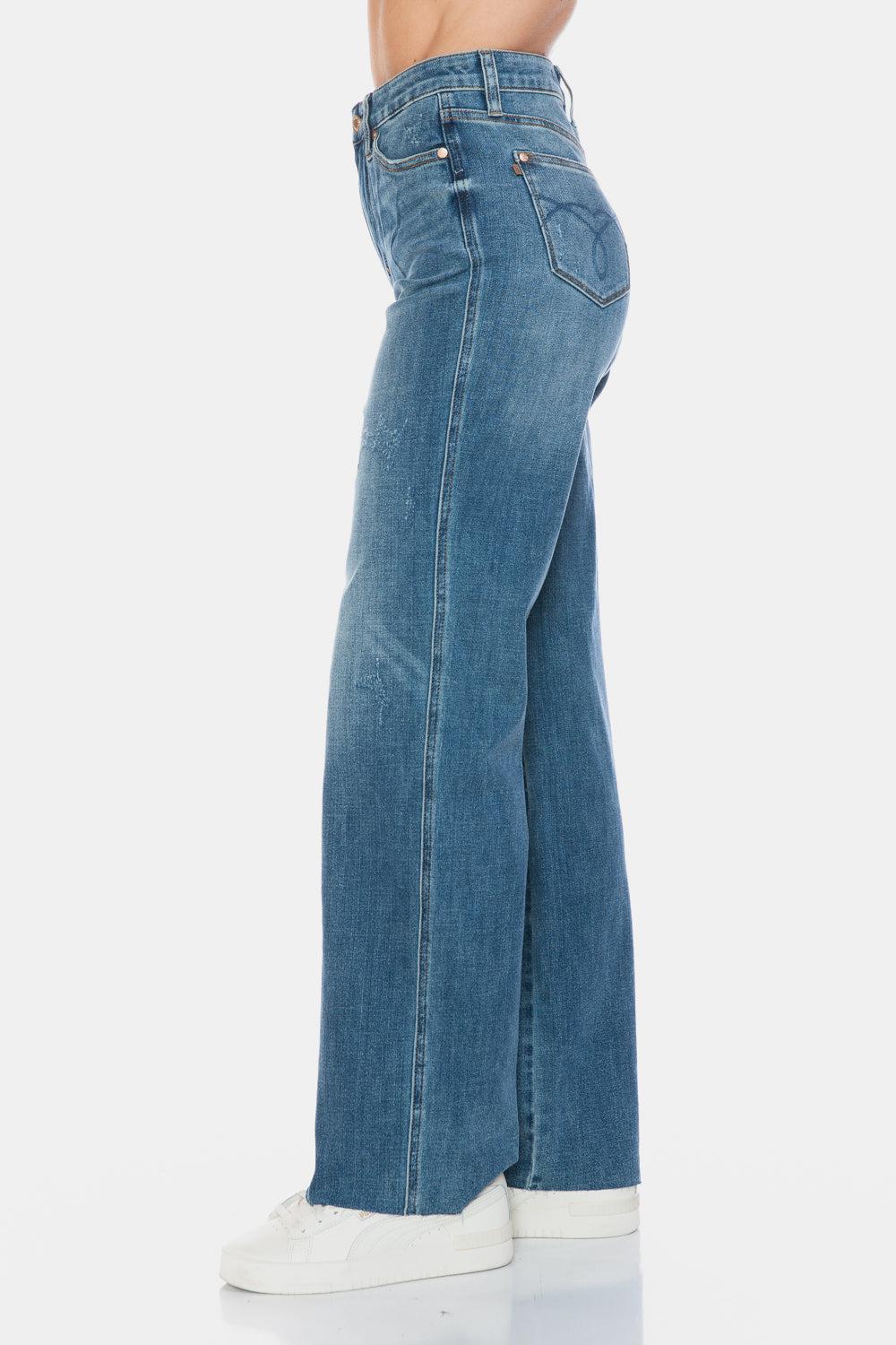 88848   Andie Hi-Rise Tummy Control Cut Raw Hem Straight Judy Blue Jeans - ONLINE EXCLUSIVE! Product Image