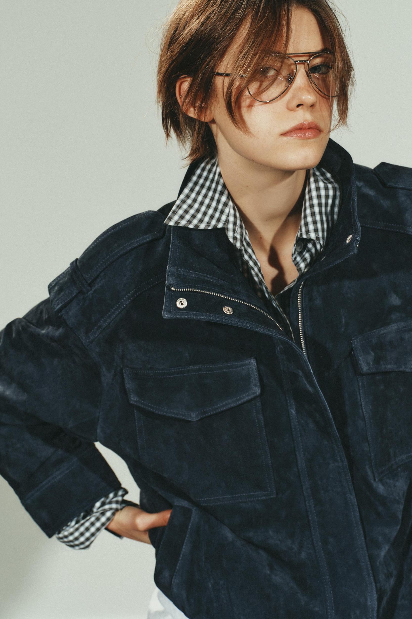 100% SUEDE LEATHER JACKET WITH POCKETS Product Image