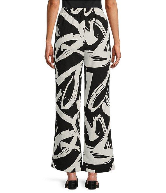 IC Collection Woven Abstract Print Elastic Waist Pull-On Pants Product Image
