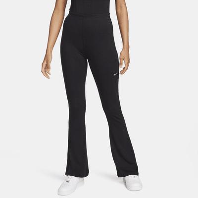 Nike Womens Nike NSW Chill Knit Mediun Rib Flare Pant - Womens Black/Sail Product Image