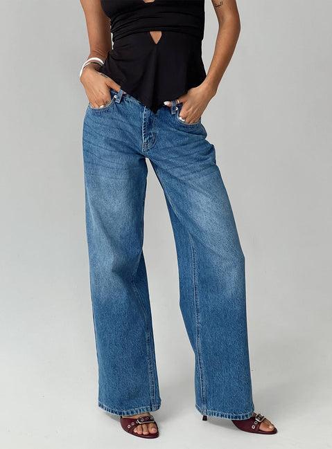 Serenitia Mid Rise Straight Leg Jeans Mid Blue Wash Tall Product Image
