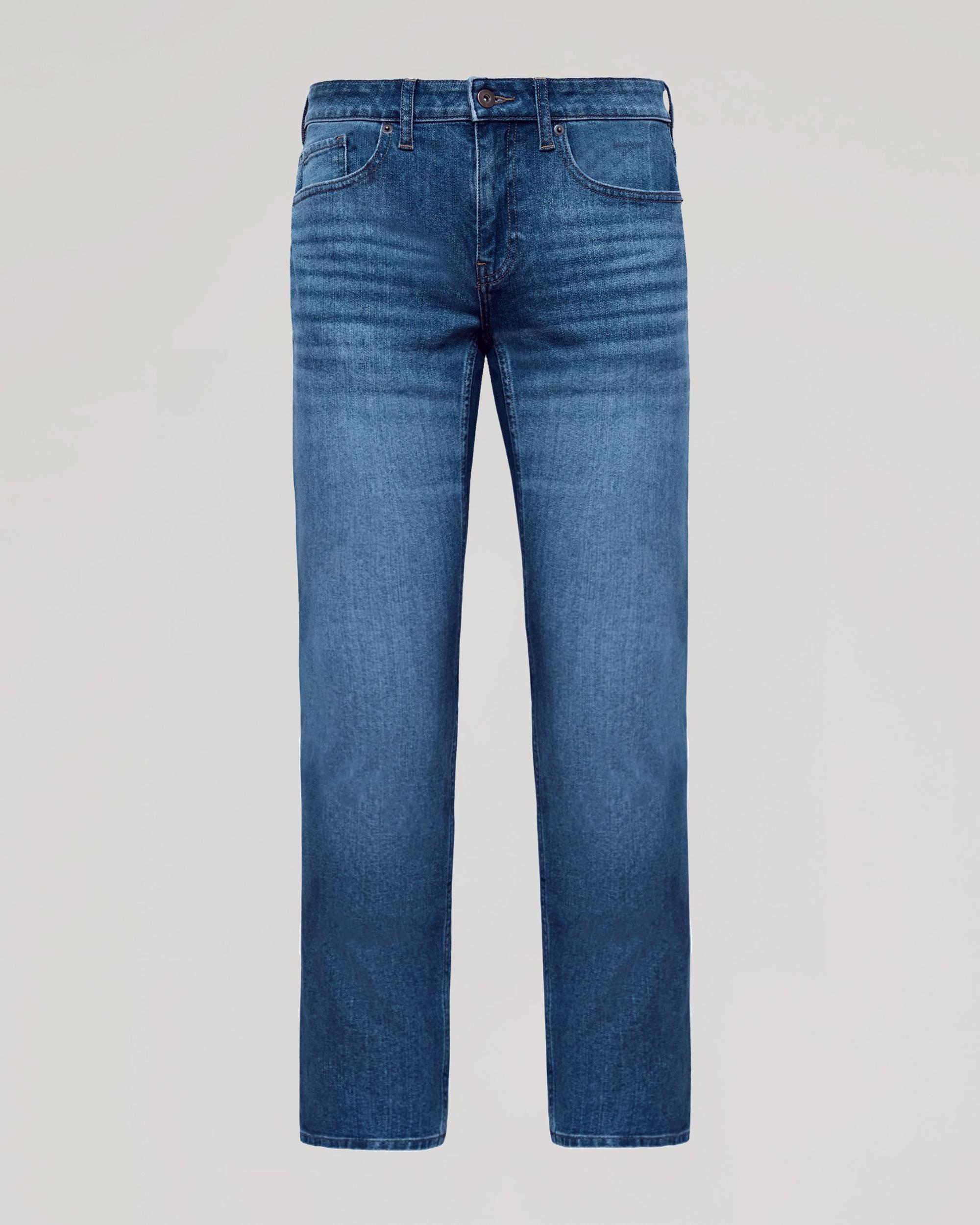 Medium Indigo Wash Straight Authentic Denim Jeans Product Image