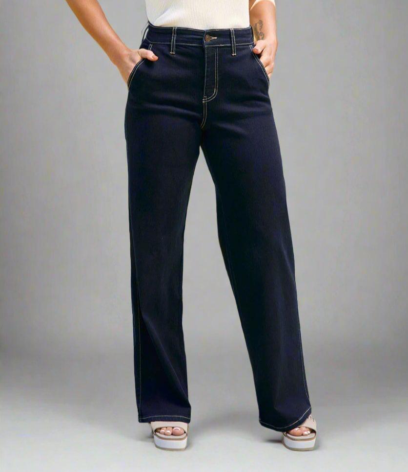 Westport Contrast Stitch High Rise Wide Leg Jeans - Available in Missy & Petite Product Image