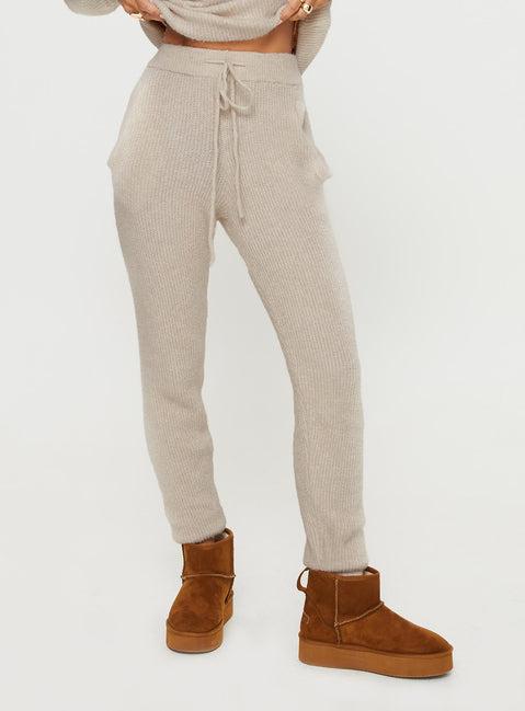 Abrams Rib Knit Pant Beige Product Image