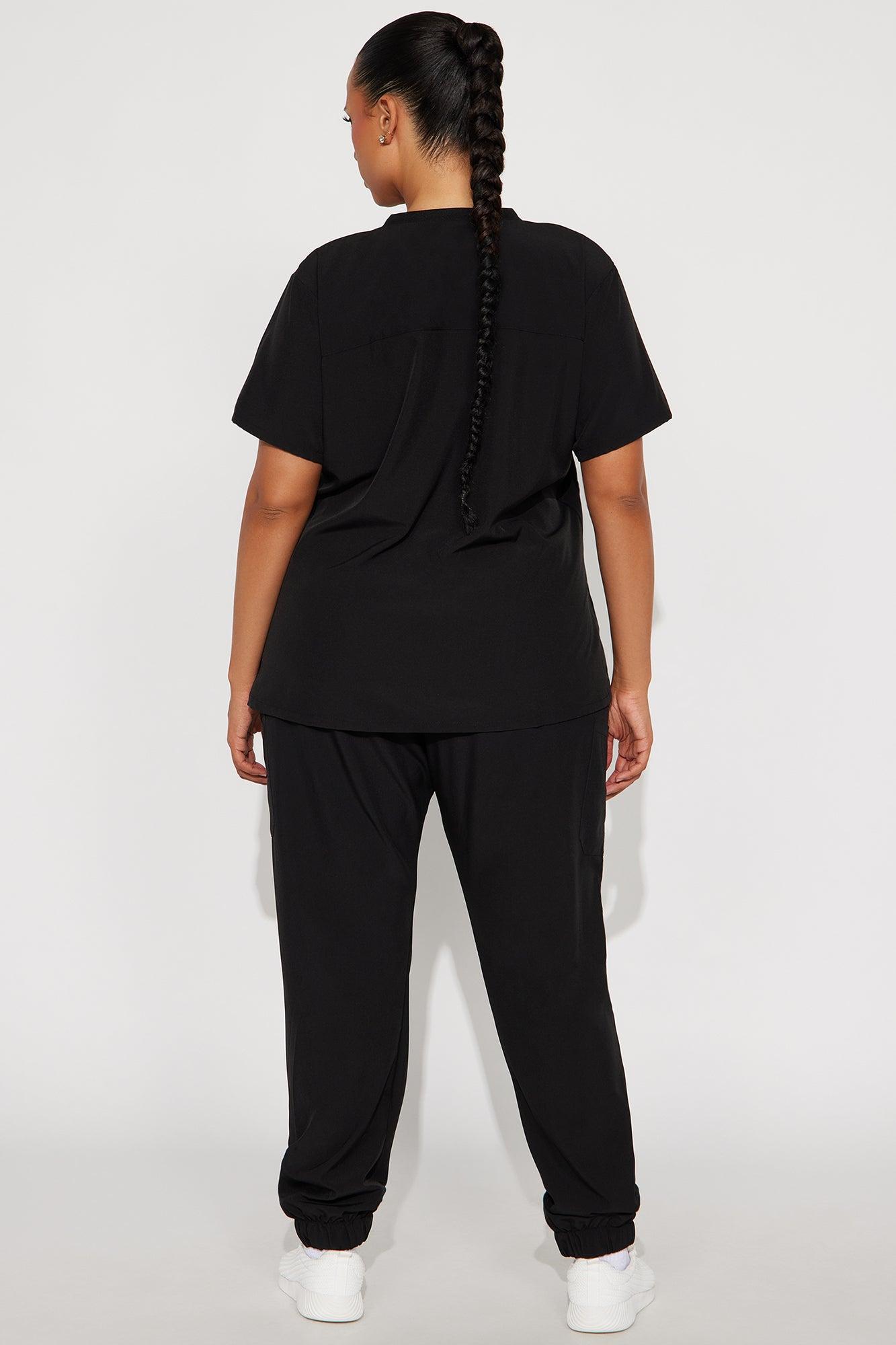Daily Routine Stretch Uniform Scrub Jogger Set - Black Female Product Image