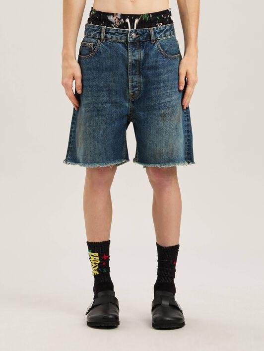 CURVED LOGO DENIM SHORTS BLUE - LIGHT BL Product Image