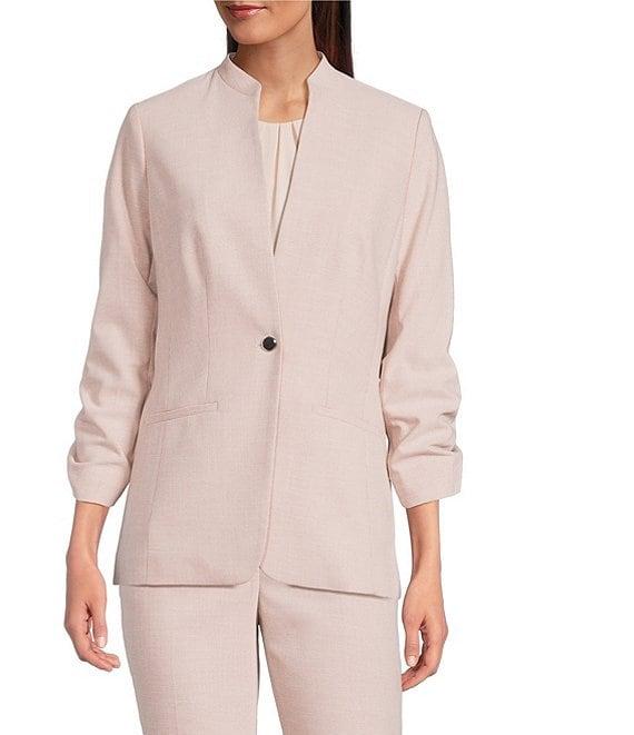 Calvin Klein Novelty Stand Collar 3/4 Sleeve One-Button Front Jacket Product Image