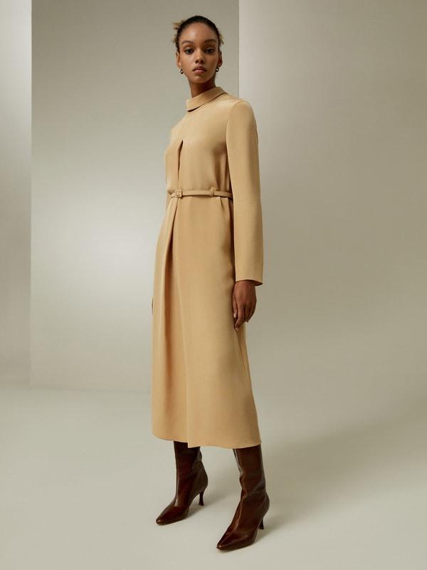 (Evanna) Stand Collar A Line Dress Product Image