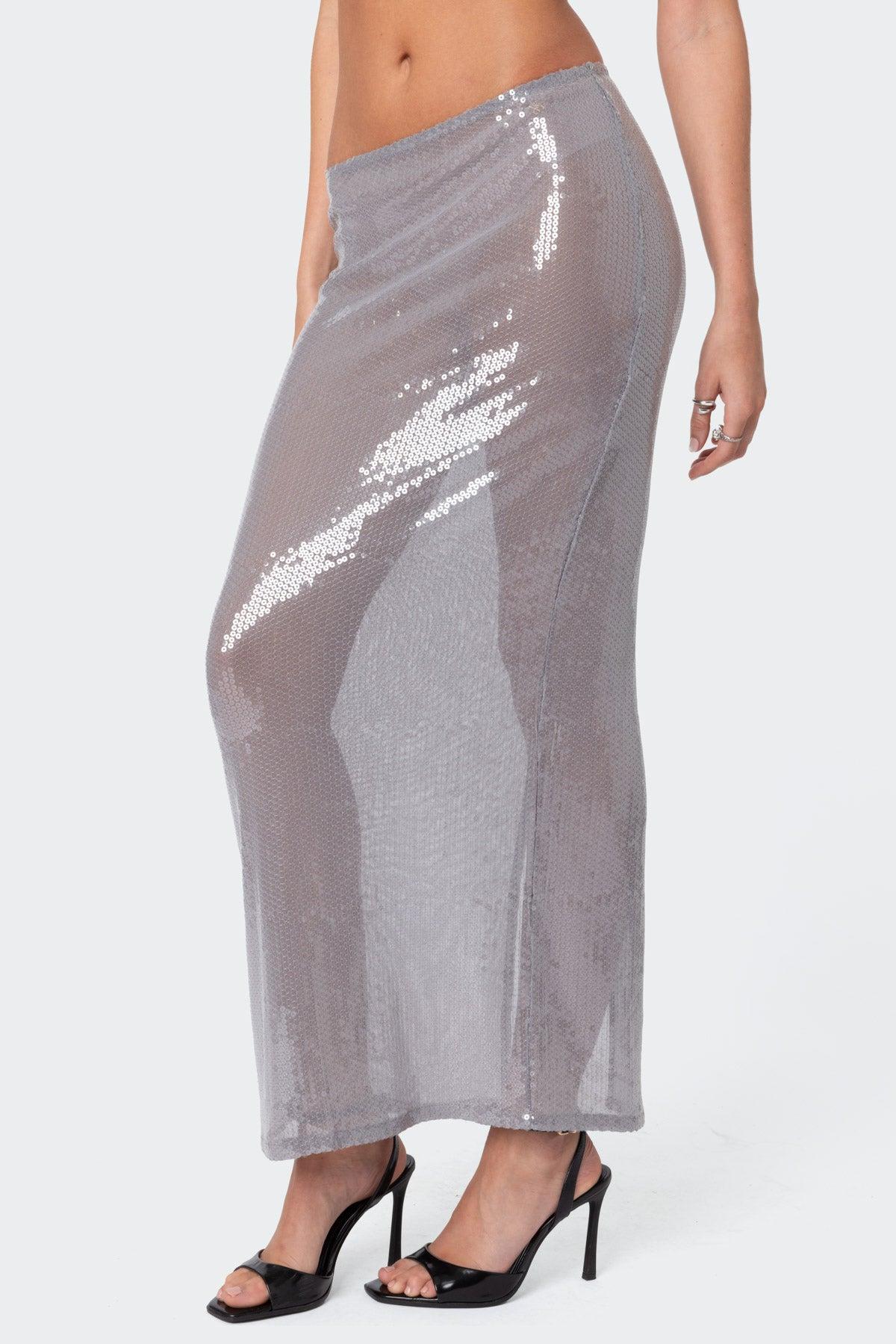 Riki Sheer Sequin Maxi Skirt Product Image