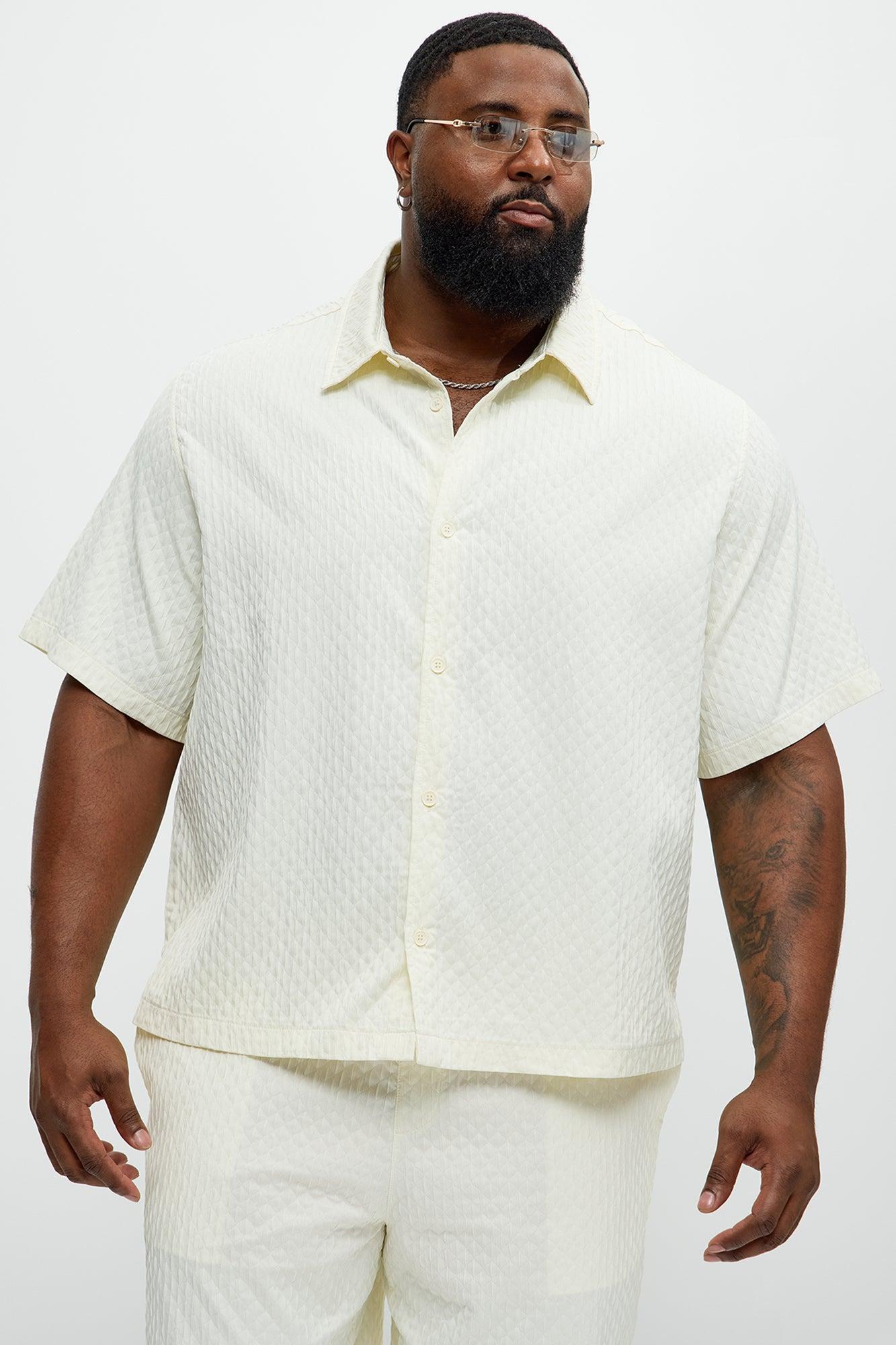 Mounce Textured Button Up Shirt - Off White Product Image