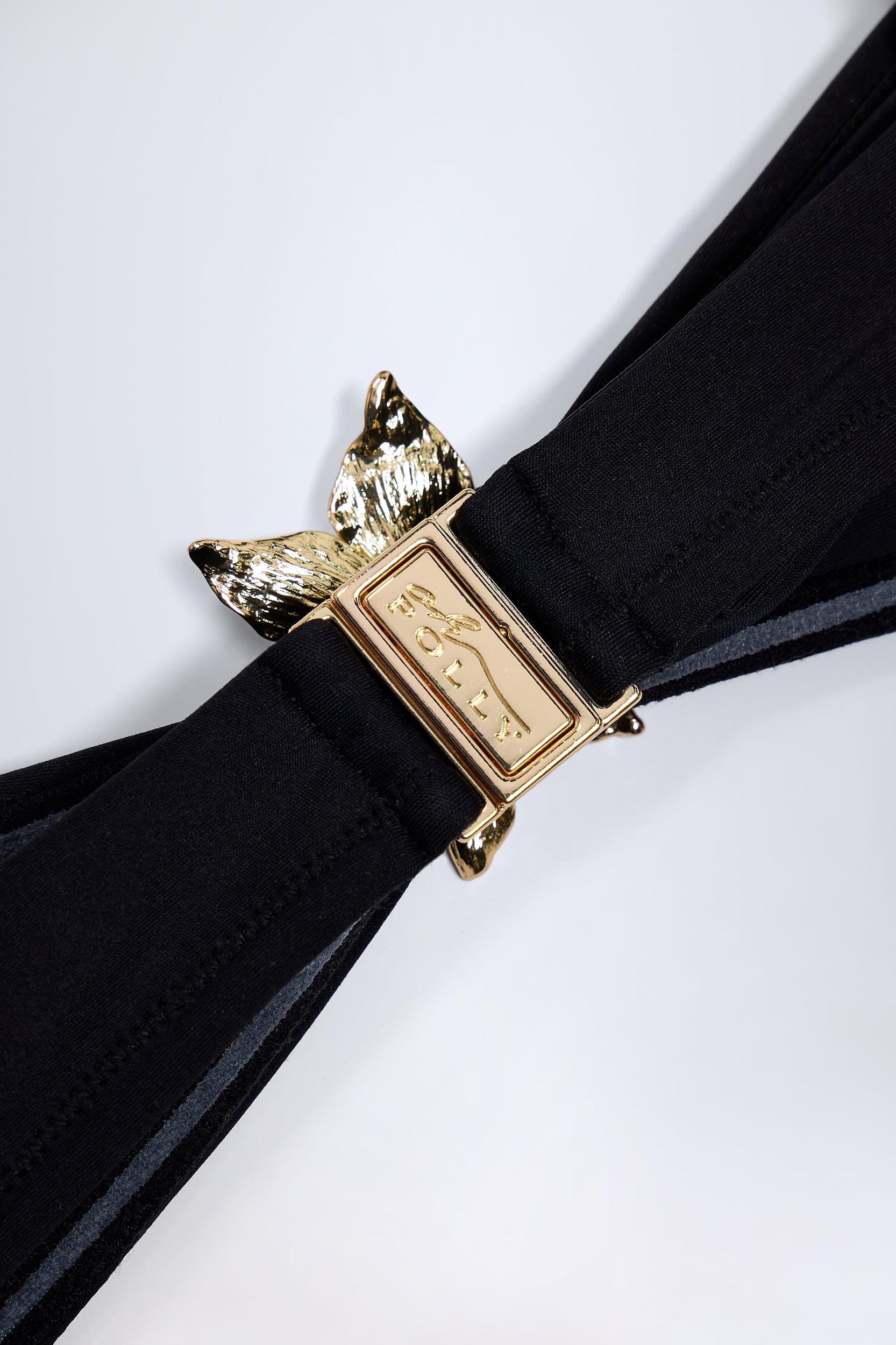 Hardware-Detail Halterneck Bikini Top in Black Product Image