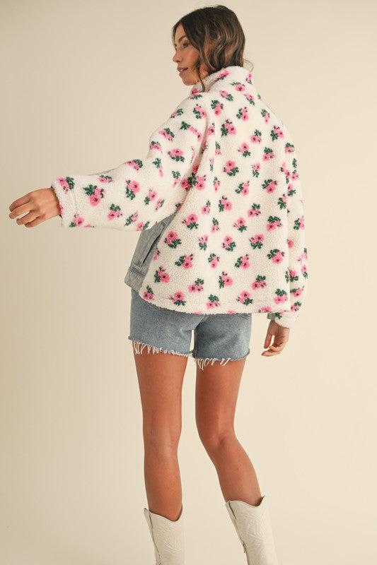 Carly Floral Shearling & Denim Jacket Product Image