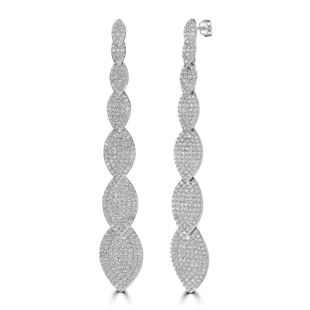 Judy Crowell Sterling Silver Graduated Marquis CZ Drop Earrings, Women's Product Image