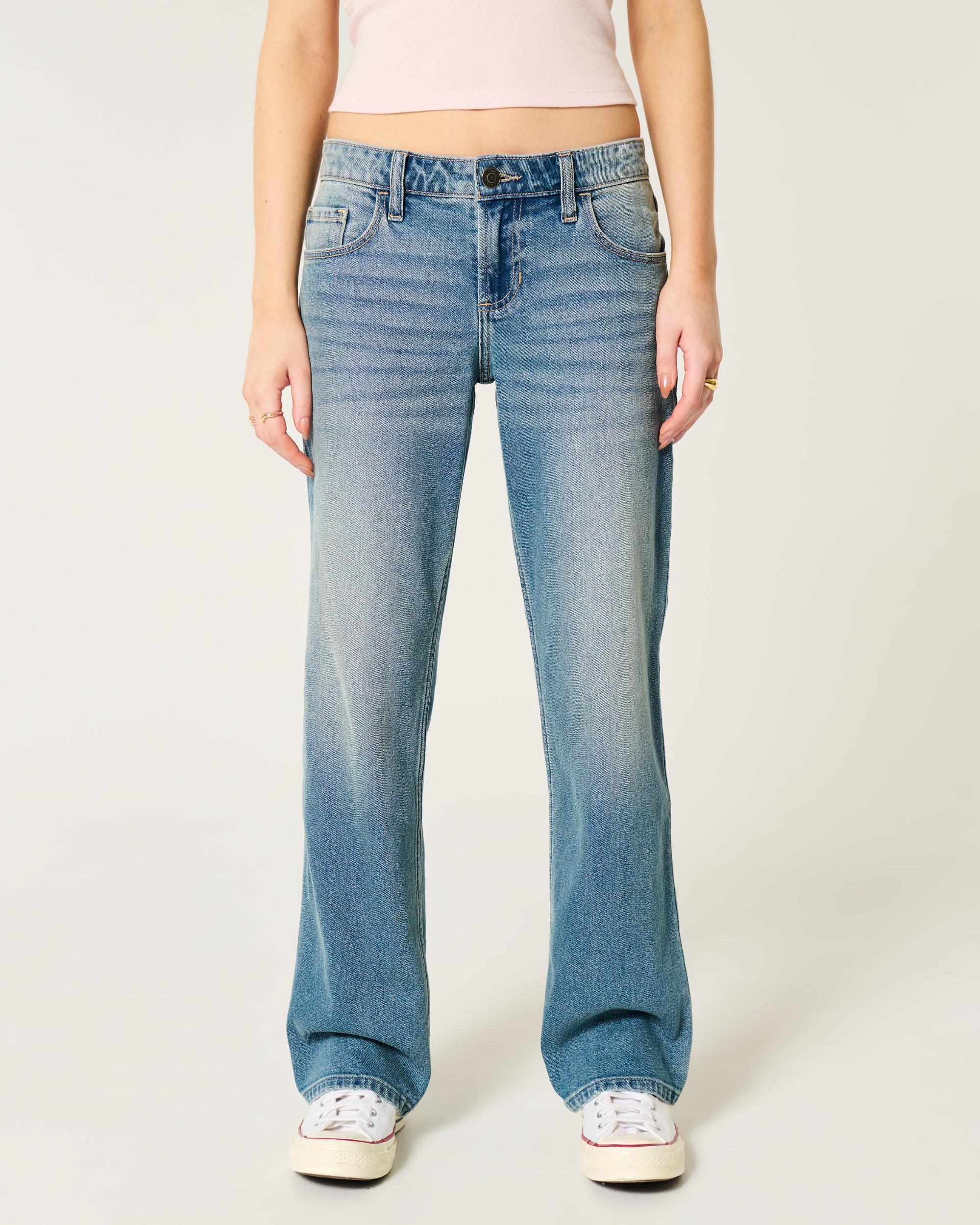Low-Rise Medium Wash Relaxed Straight Jeans Product Image