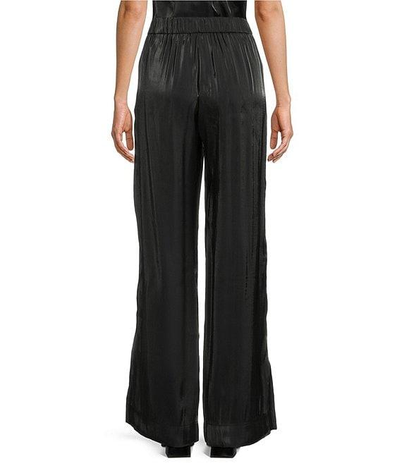 Cloth & Stone Woven Plaid Print High Rise Elastic Tie Waist Wide Leg Full Length Pants Product Image