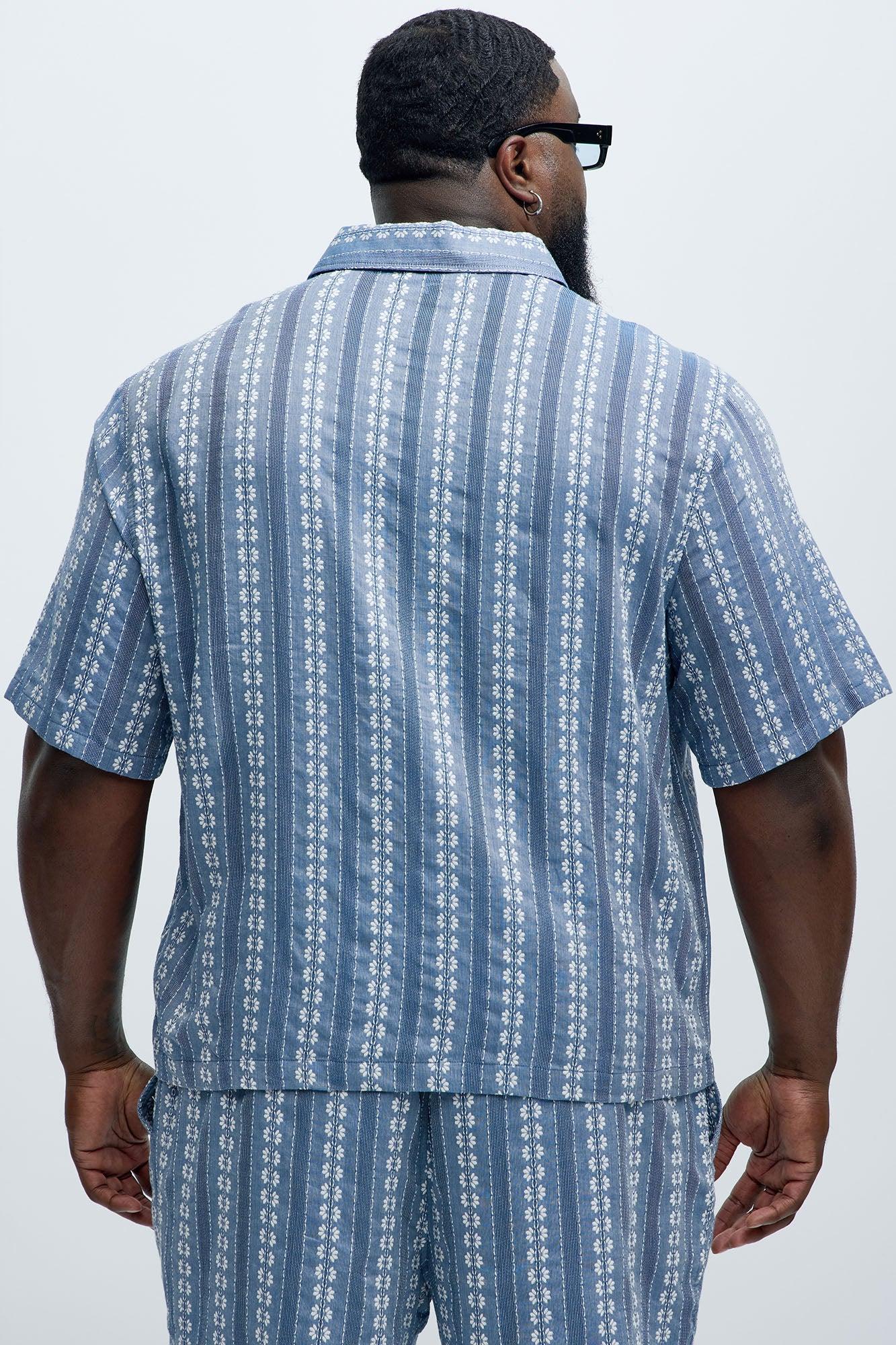 Denali Floral Short Sleeve Button Up - Blue/combo Product Image