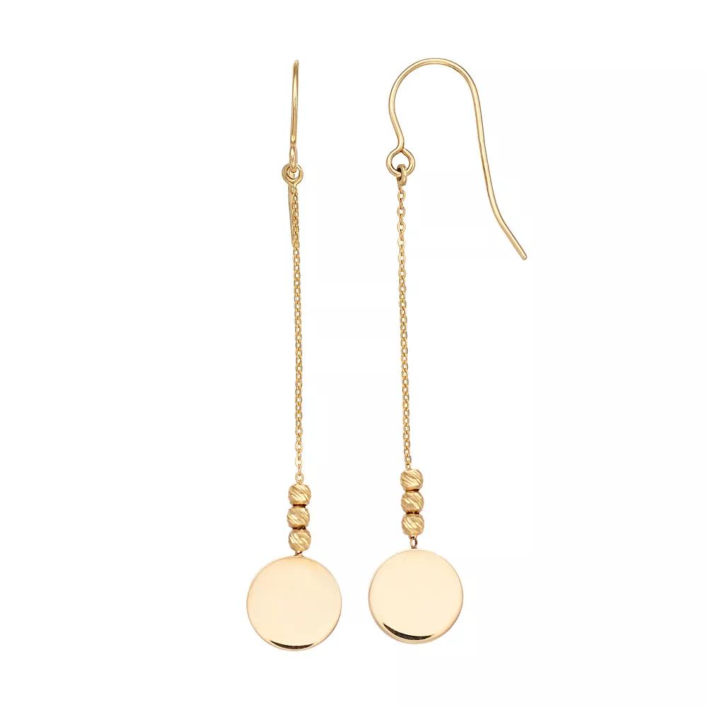 14k Yellow Gold Disc Bead Linear Drop Earrings, Women's, 14k Gold Product Image
