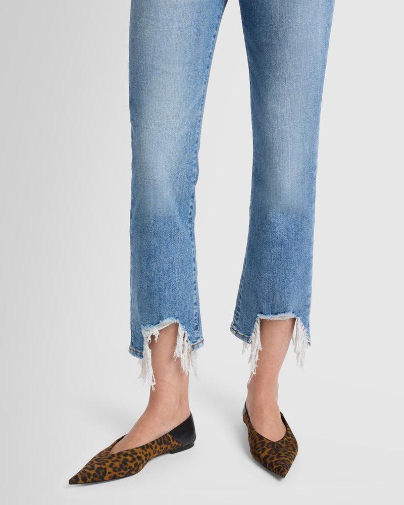 High Waist Slim Kick with Long Side Hem and Destroy Product Image