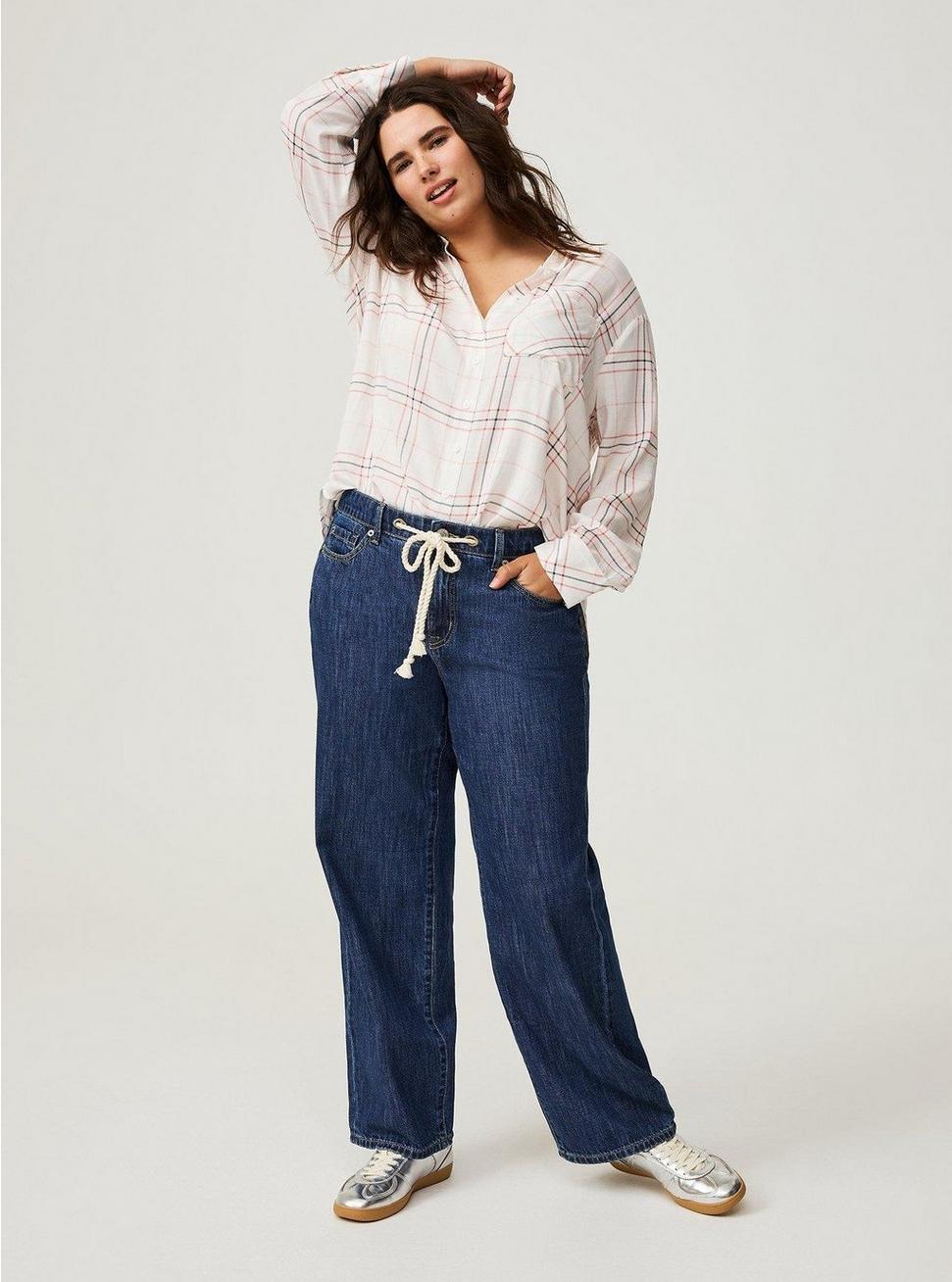 Drop Shoulder Button-Front Shirt Product Image