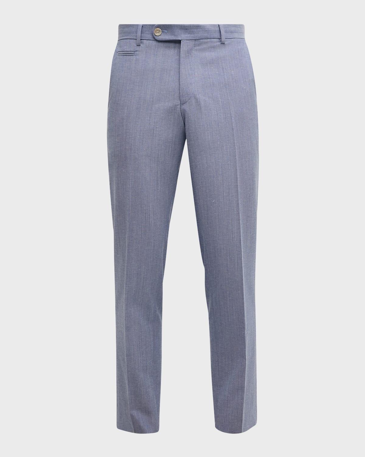 Mens Slim Cotton Flat-Front Pants Product Image