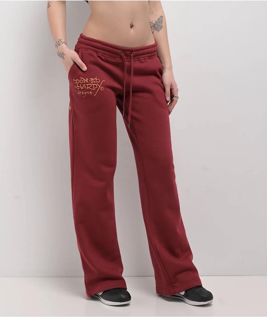 Ed Hardy Mi Amore Wine Sweatpants Product Image