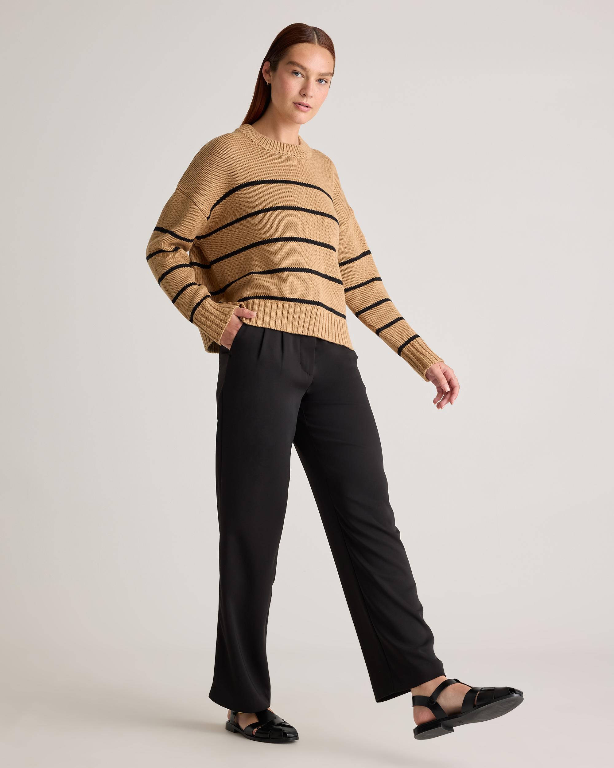 Quince | Women's Striped Crew Sweater Size XL, Organic Cotton Product Image