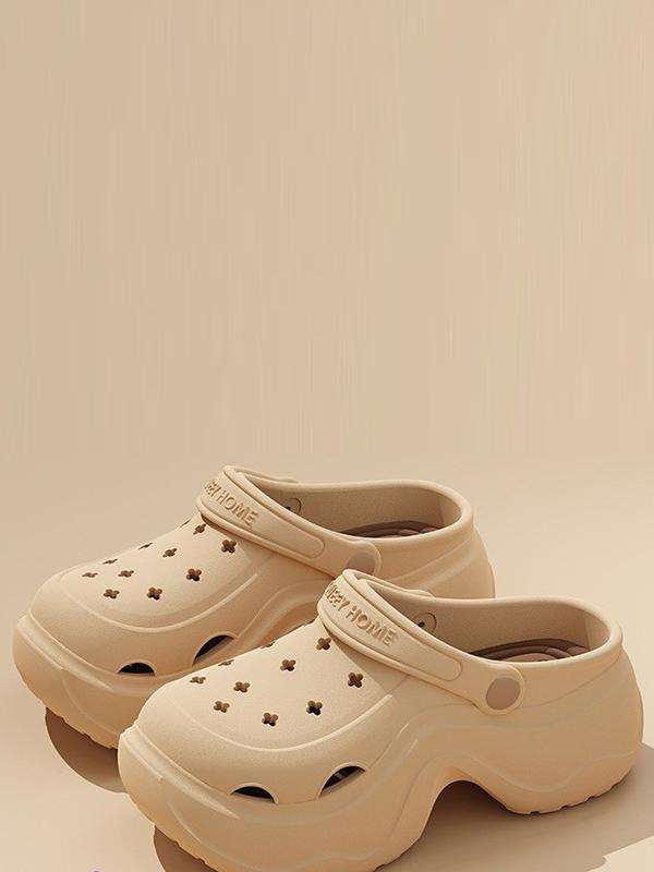 Hollow Round Cut Crocs Platform Shoes Sandals Product Image