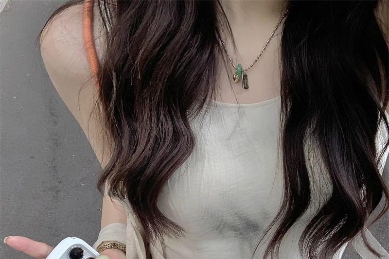 Spaghetti Strap Print Midi A-Line Dress Product Image