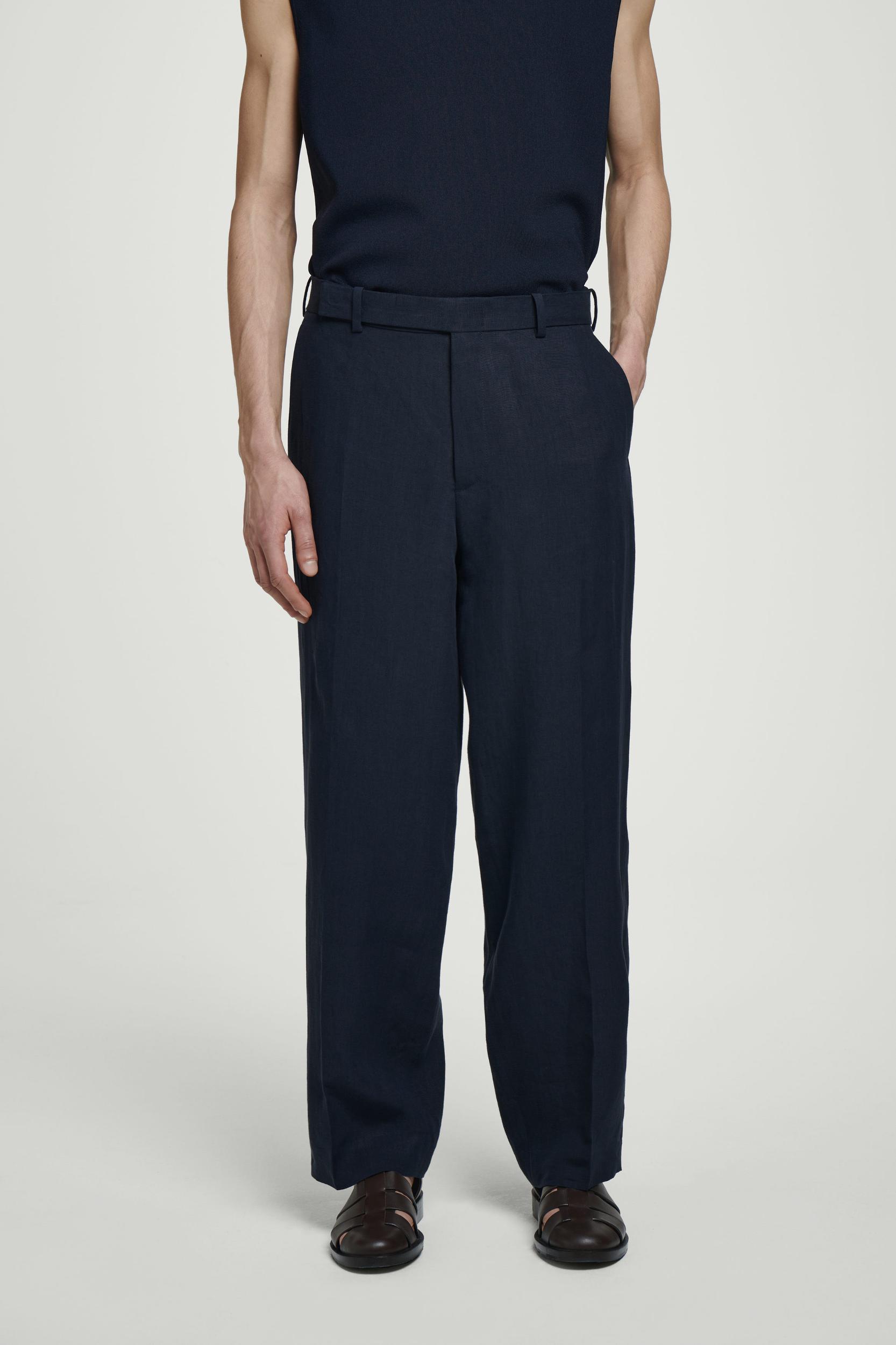RELAXED LINEN STRAIGHT-LEG PANTS Product Image