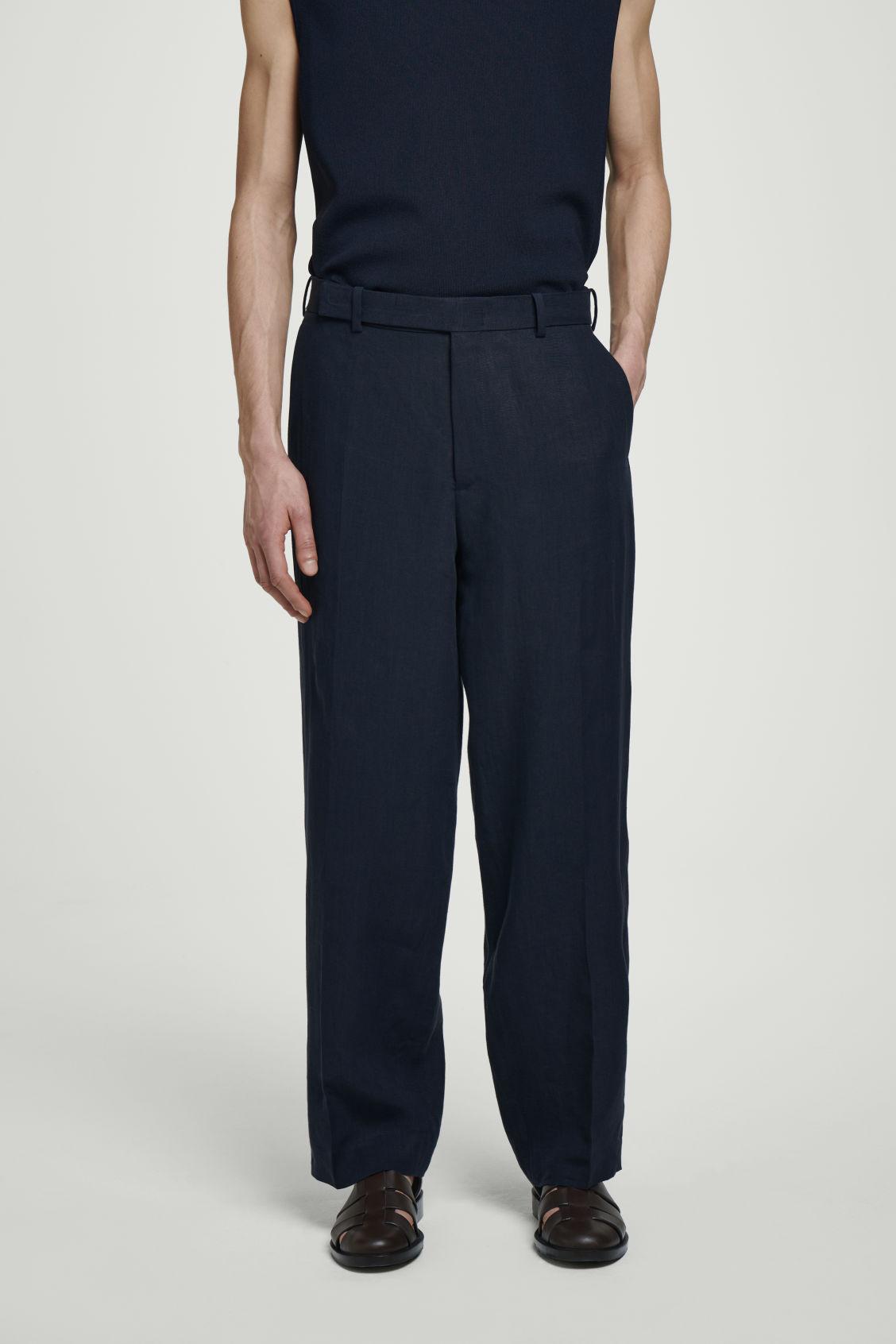 RELAXED LINEN STRAIGHT-LEG PANTS Product Image