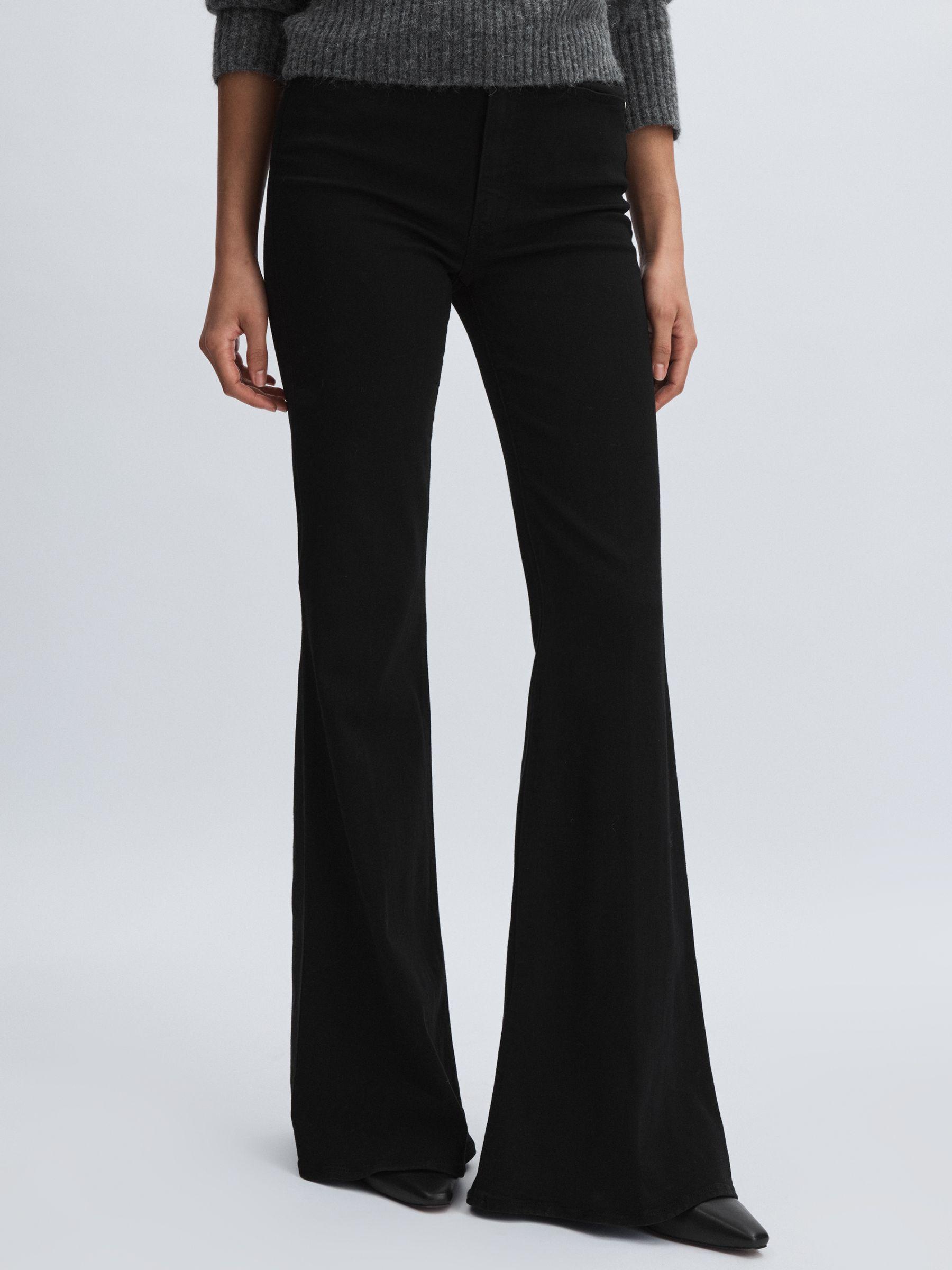 Paige Angled Waist Flared Jeans in Black Product Image