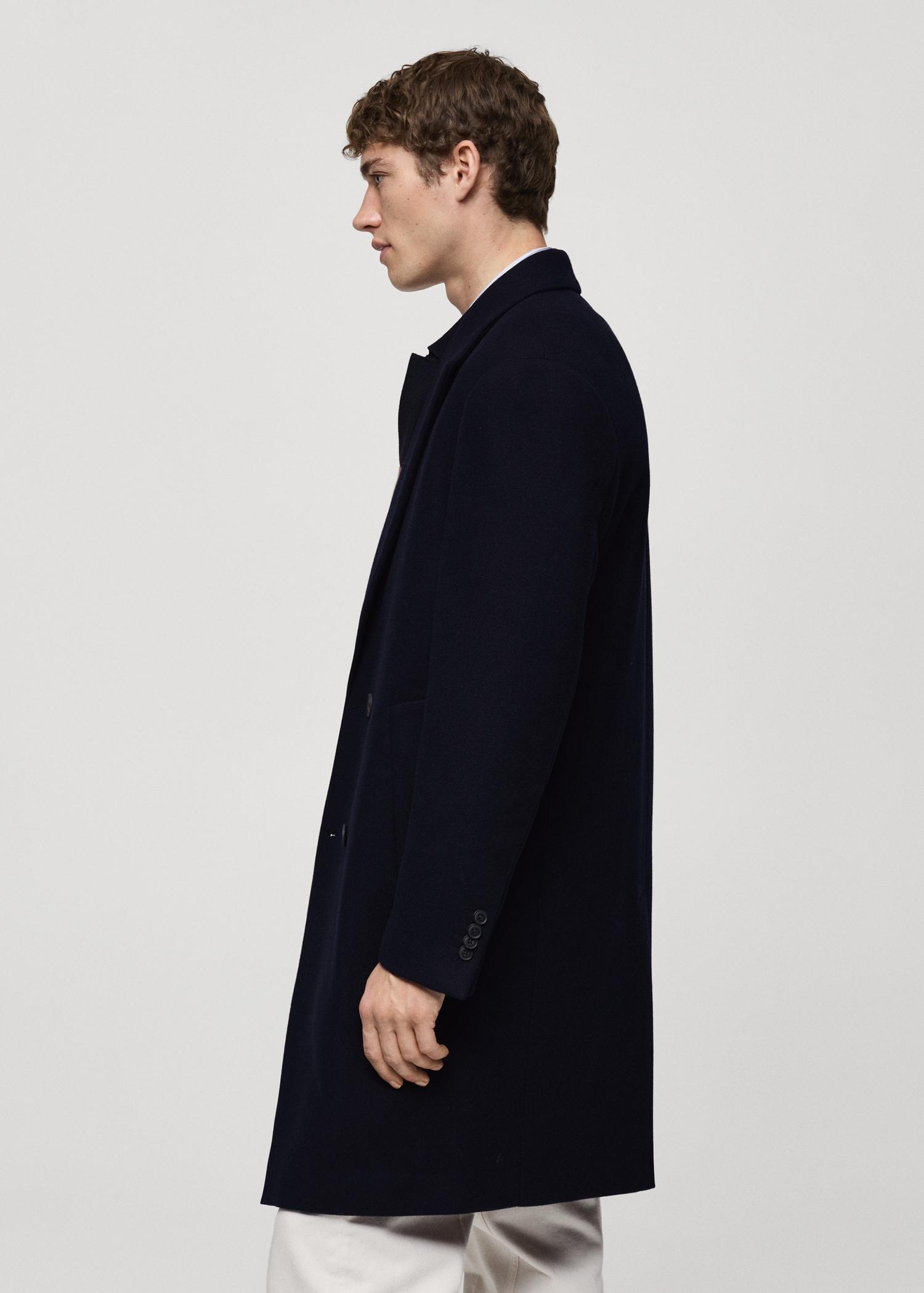 Relaxed-fit long wool coat - Men | MANGO USA Product Image