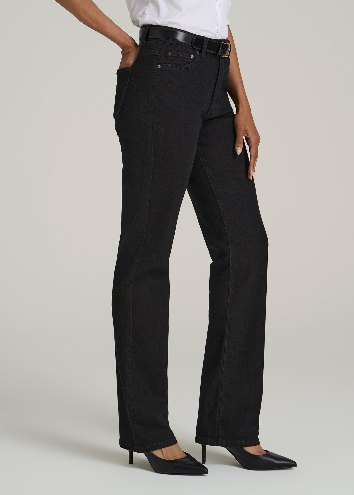 Harper High-Rise Straight Stretch Jeans for Tall Women in Black Female Product Image