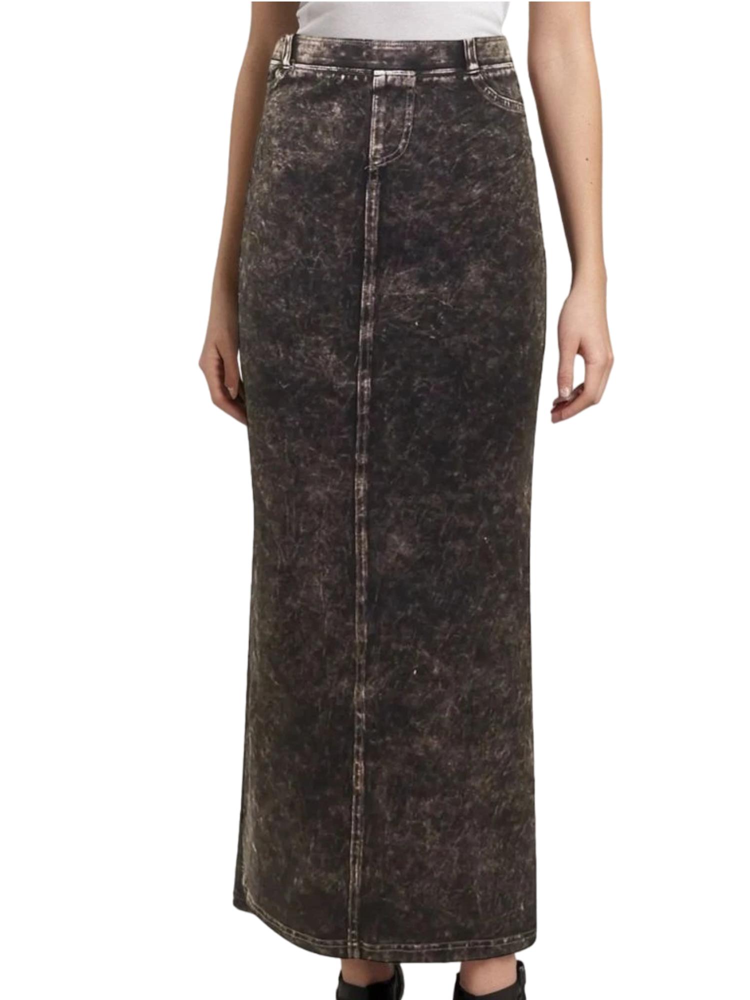 Hard Tail Long Denim Closed Slit Skirt (Style WJ-114) Product Image