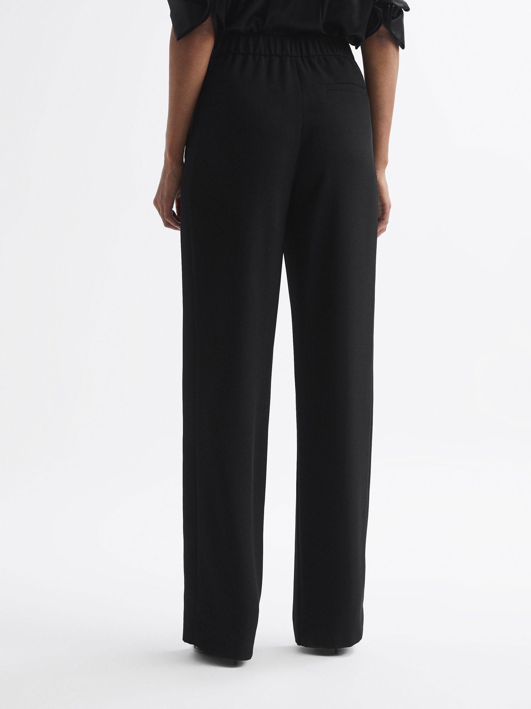 Elasticated Waist Wide Leg Trousers in Black Product Image