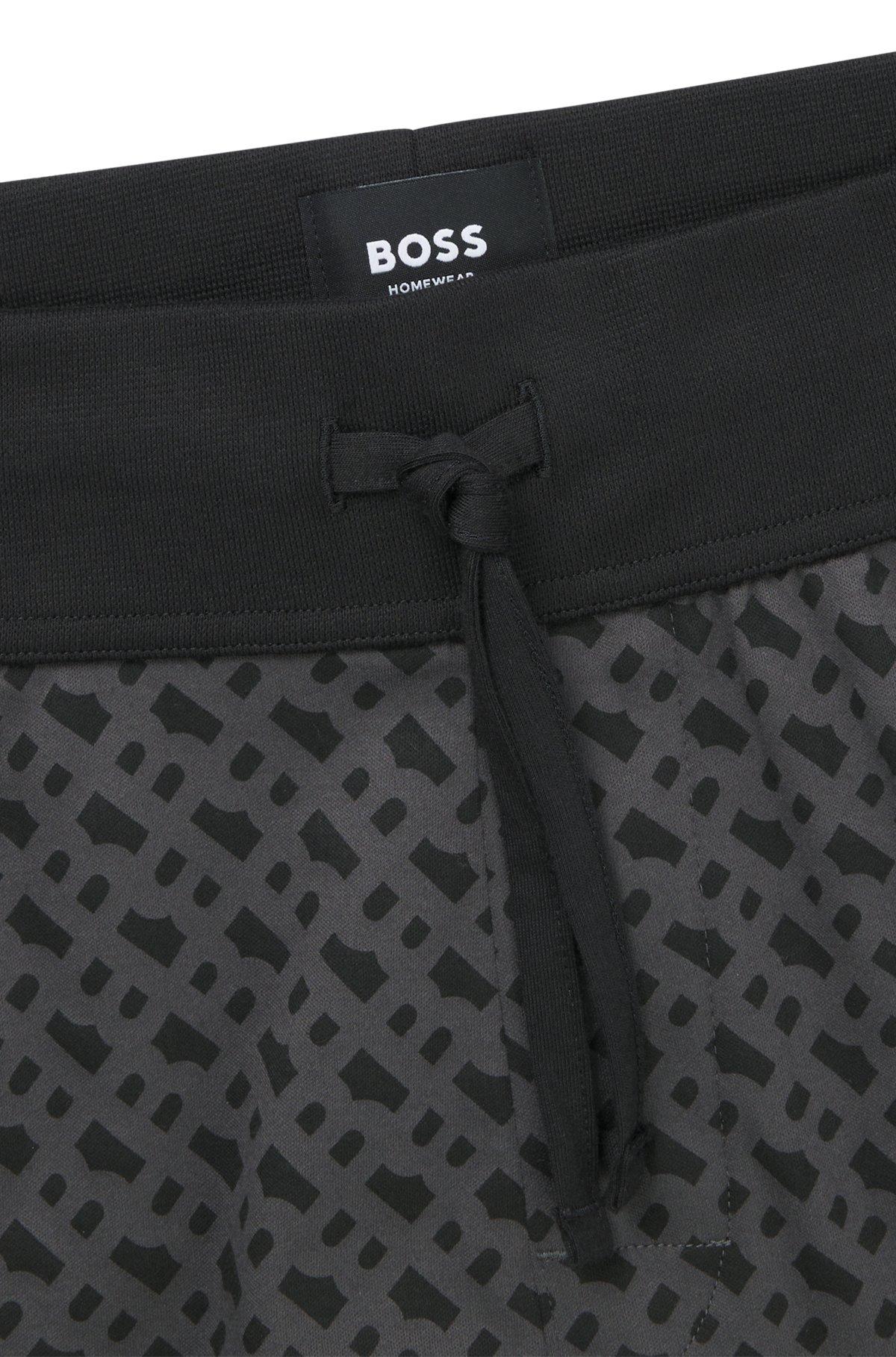 Interlock-cotton pajama shorts with monogram print Product Image