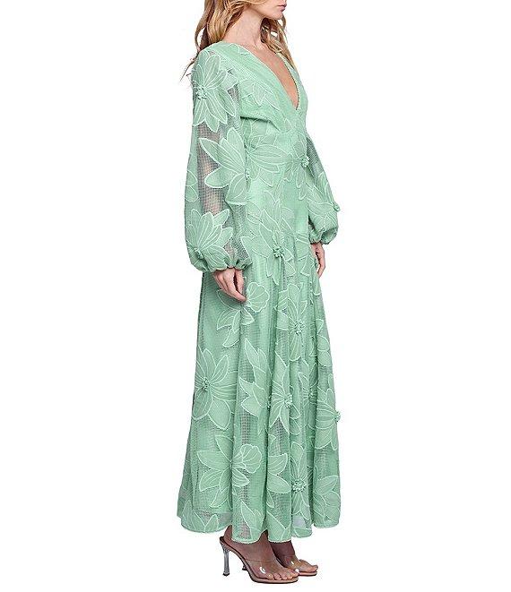 CIEBON Sarilla Crochet Effect V-Neck Long Sleeve Maxi Dress Product Image