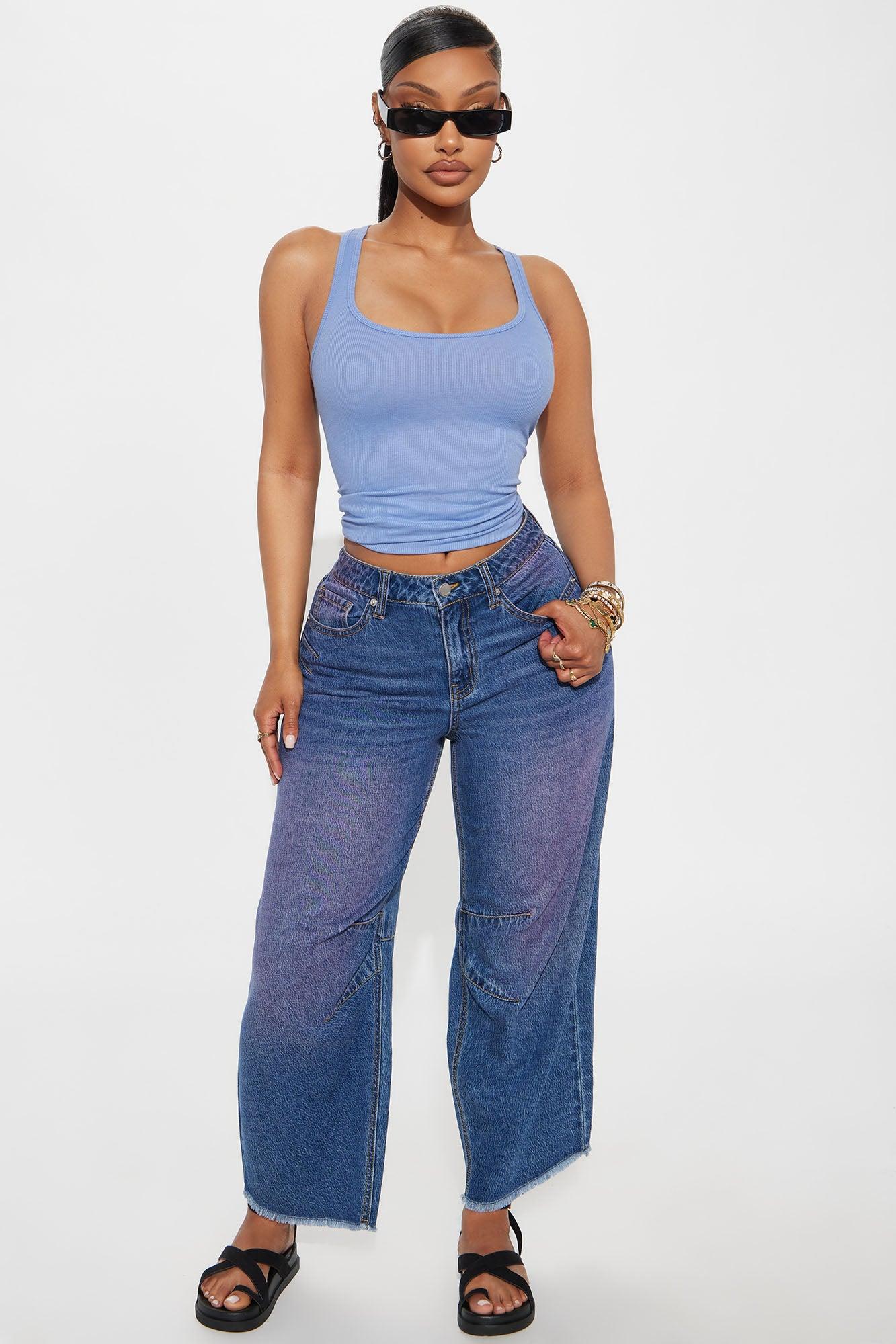 Zoey Racer Back Tank - Slate Blue Female Product Image