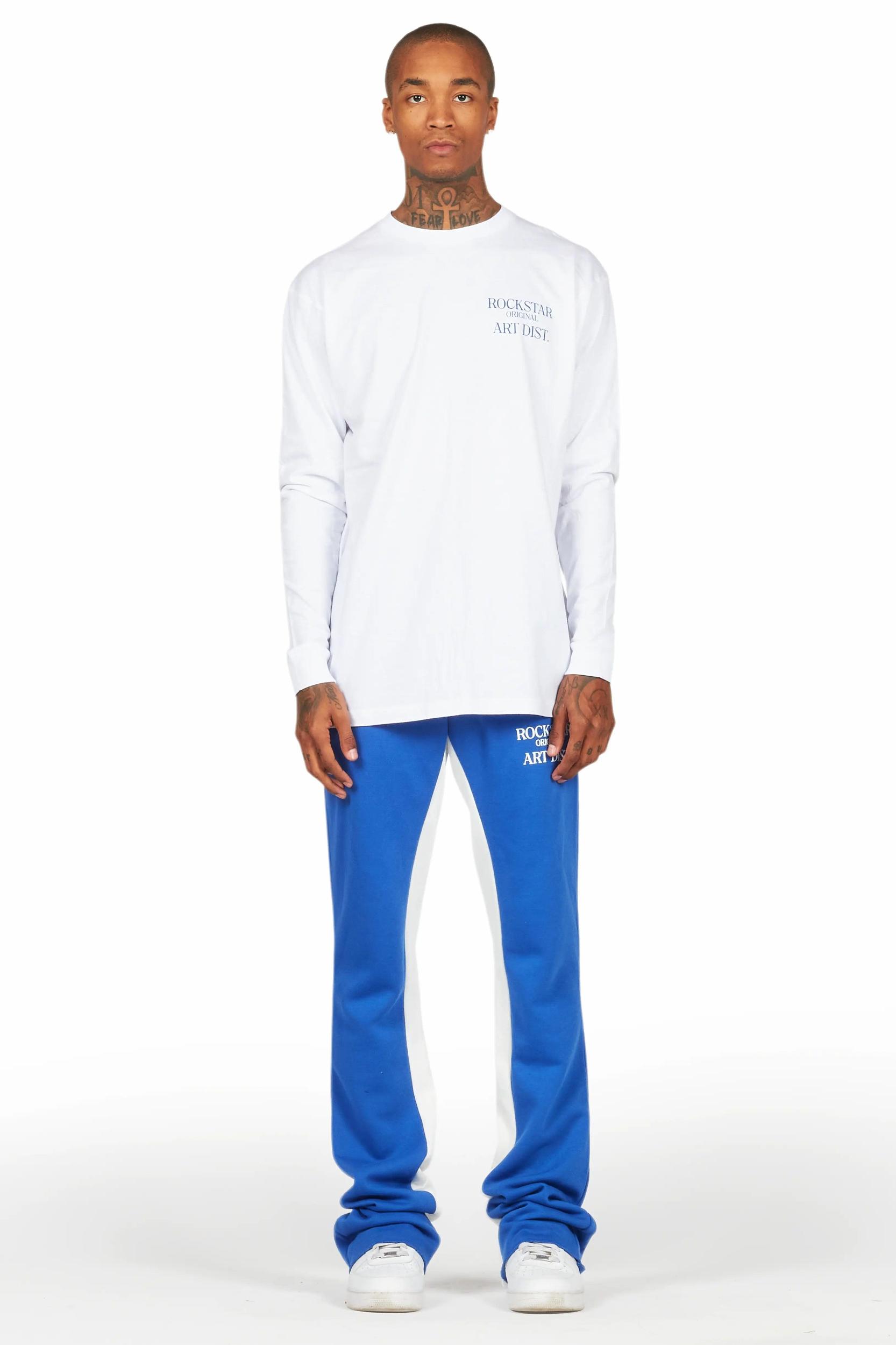 Briggs White/Royal Long Sleeve T-Shirt/Baggy Pant Set Male Product Image