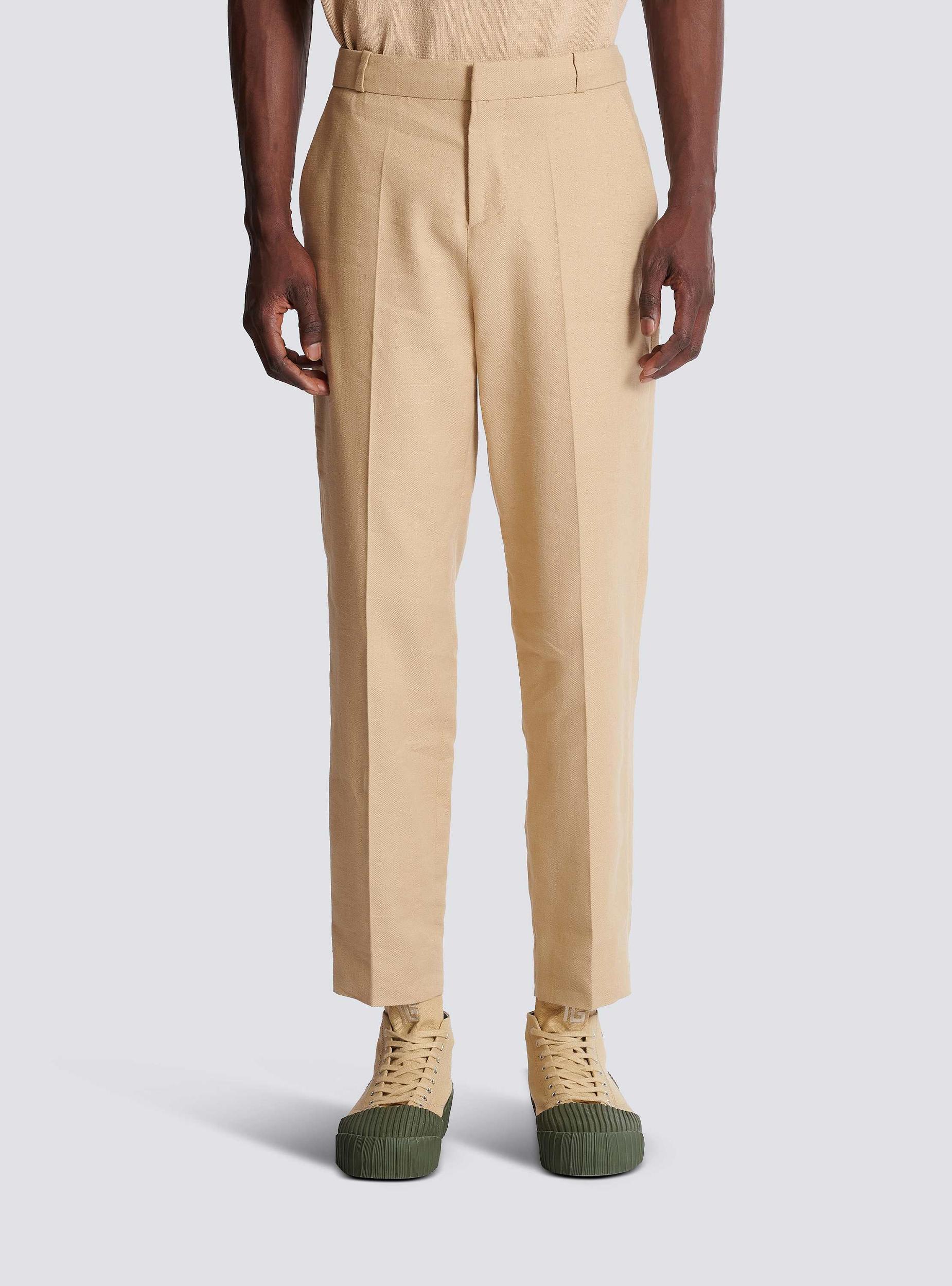 Straight-leg tailored canvas trousers Product Image