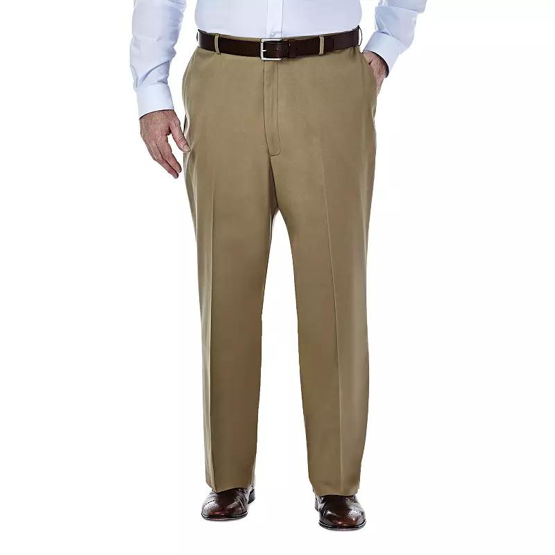 Big & Tall Haggar® Premium No-Iron Khaki Stretch Classic-Fit Flat-Front Expandable Waist Pants, Men's,  Product Image