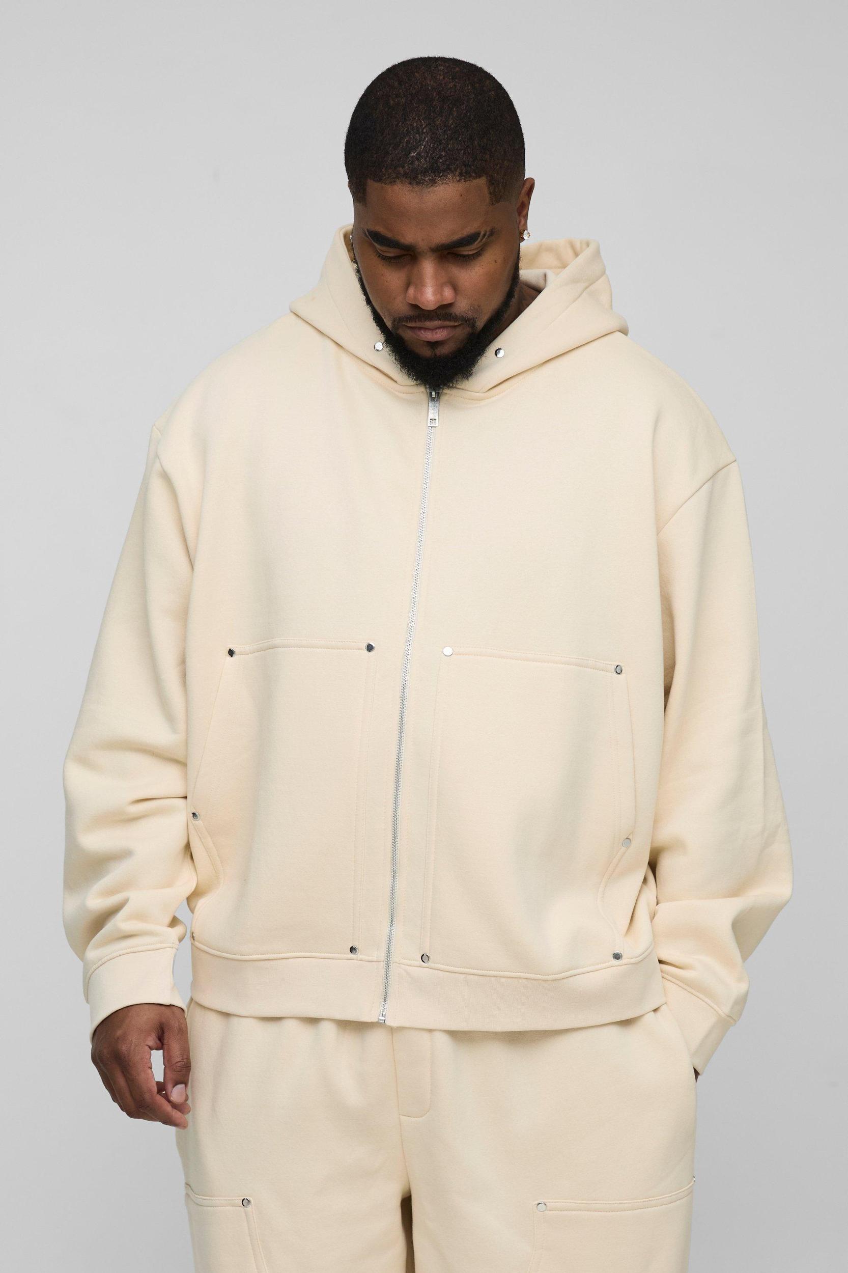 Plus Oversized Heavyweight Carpenter Wide Leg Tracksuit | boohooMAN USA Product Image