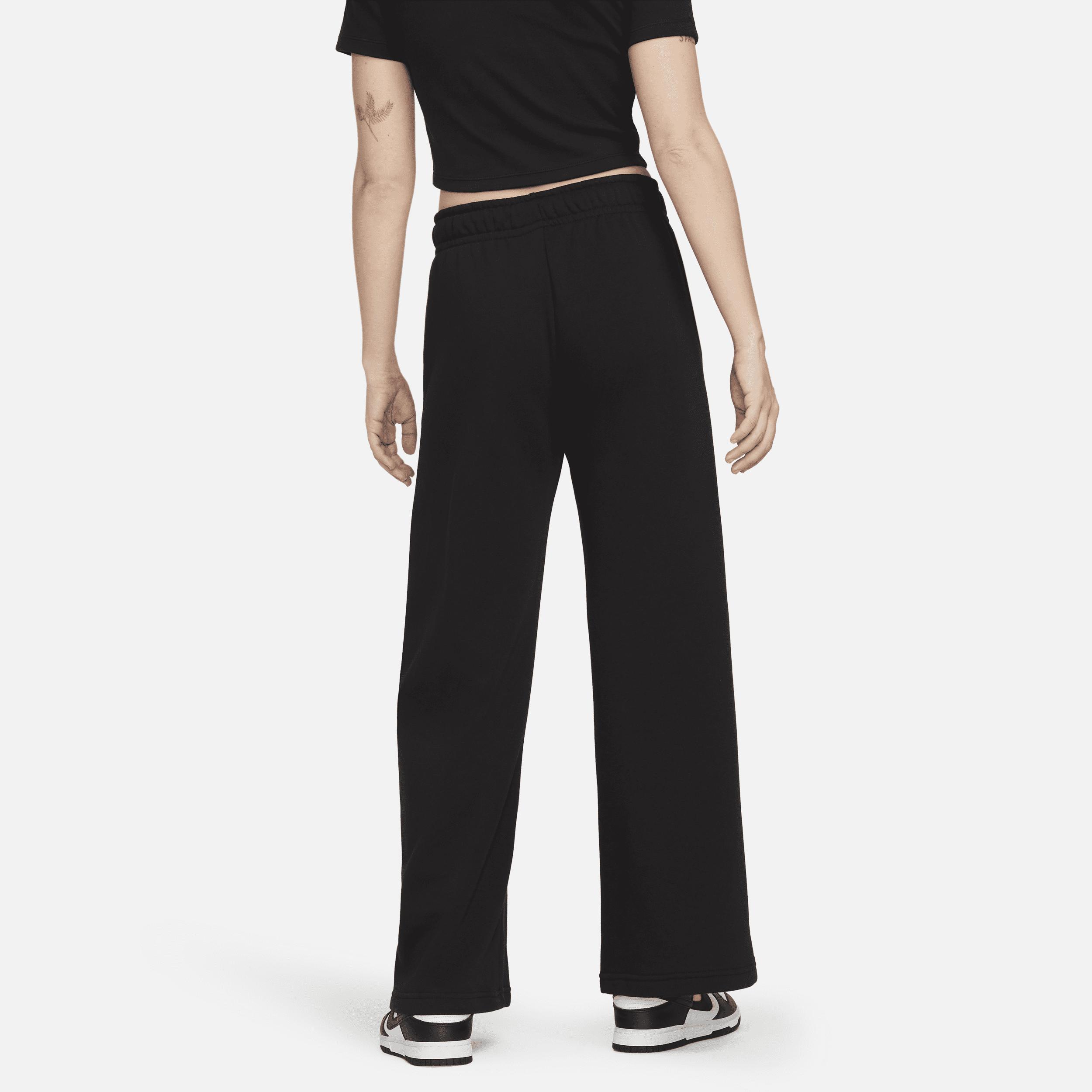 Nike Womens Nike NSW Club Fleece Mid Rise Pant Wide - Womens Black/White Product Image