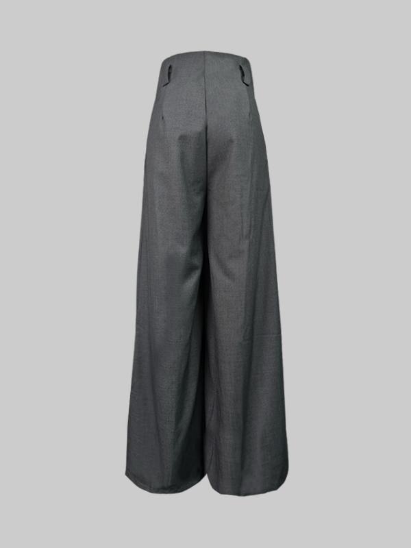 Loose Wide Pants High-Waisted Pleated Split-Front Pants Trousers Product Image