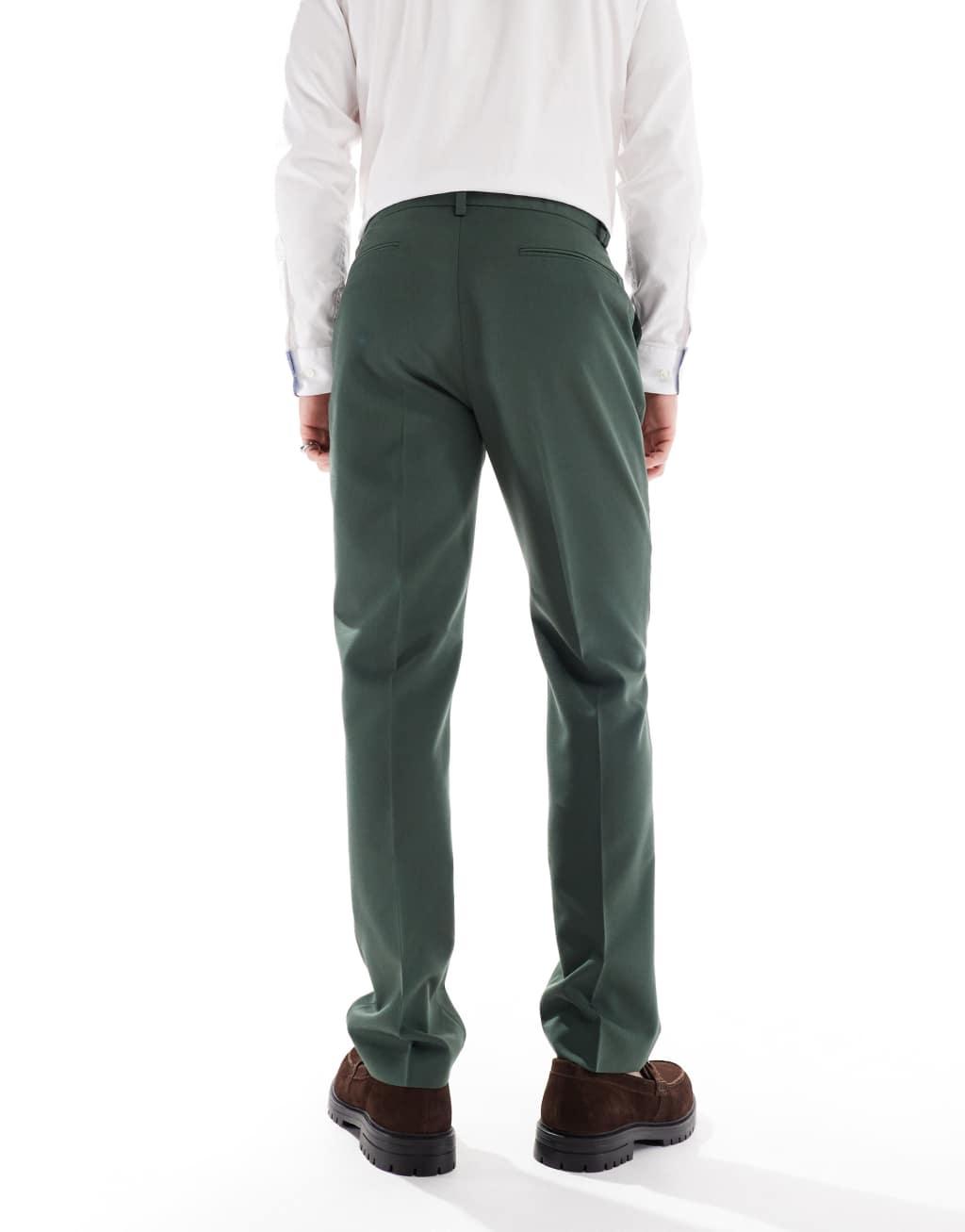 ASOS DESIGN smart slim fit pants in dark green Product Image