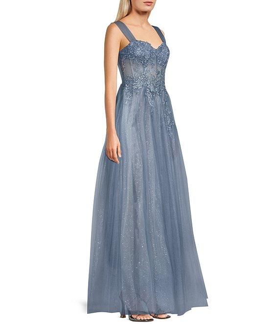 Blondie Nites Embellished Mesh Sweetheart Neckline Corset Ballgown Product Image