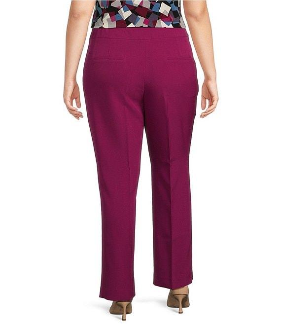 Kasper Plus Size Stretch Crepe Fly Front Slim Leg Coordinating Pants Product Image