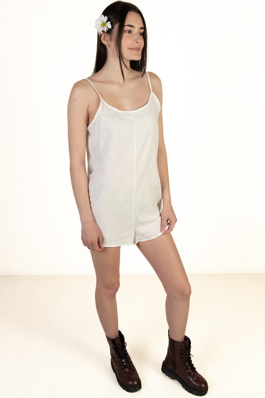 White Linen Cami Romper Product Image