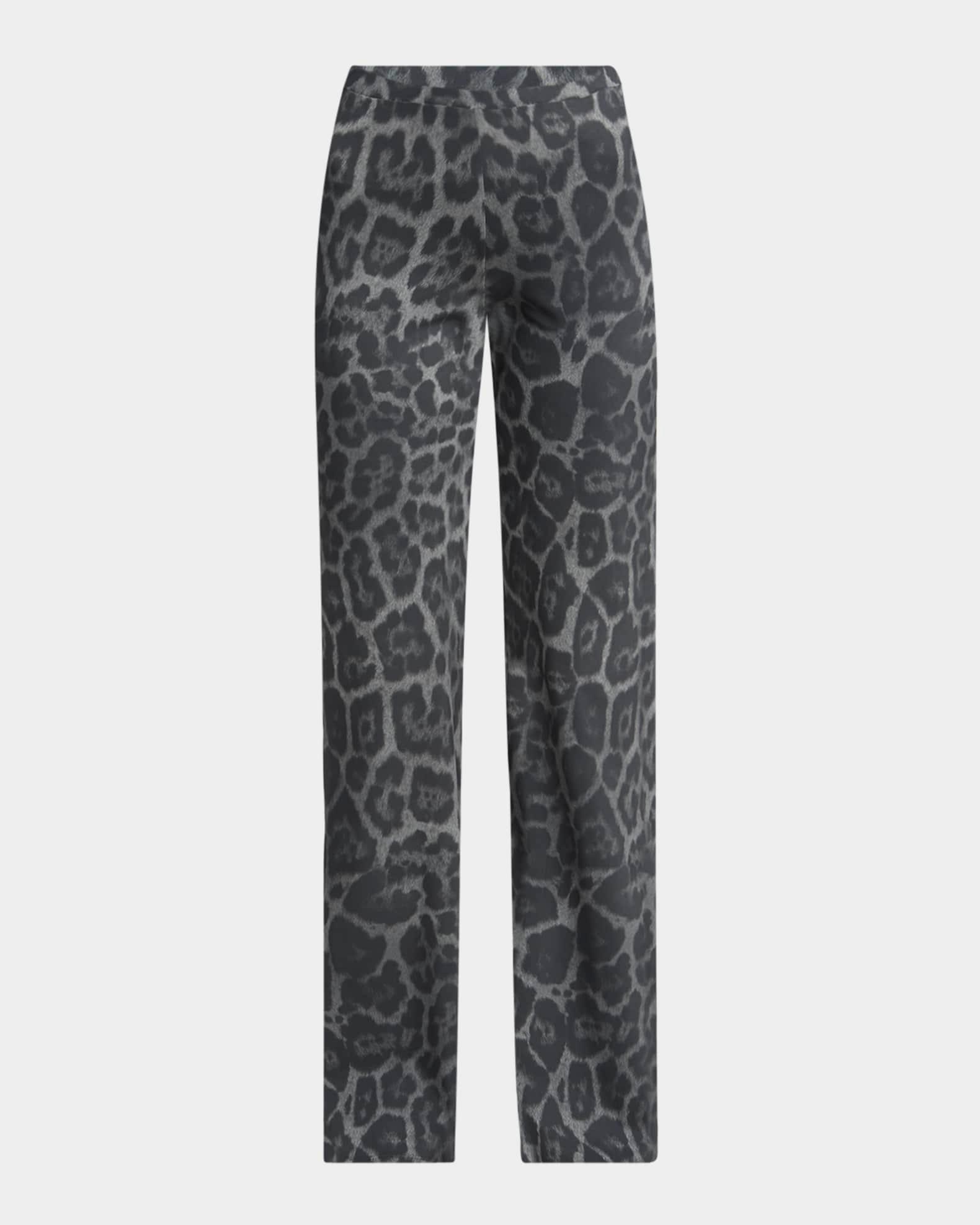 Flared Leopard Print Pants Product Image