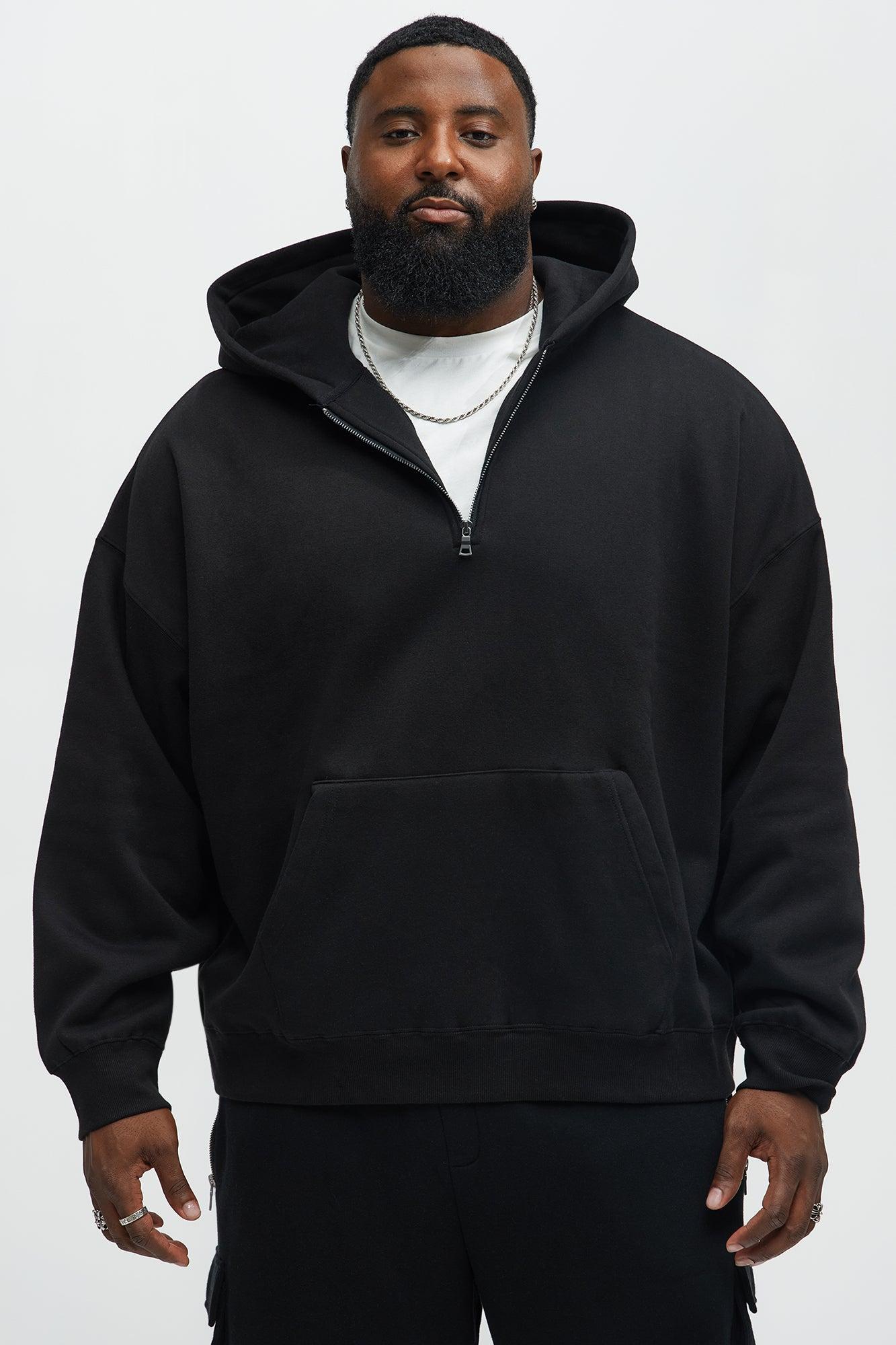 Tyson Oversized Heavyweight Quarter Zip Hoodie - Black Product Image